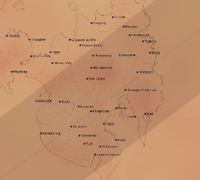 Map of the average cloud coverage across Philippines for the solar eclipse of 05/22/2096