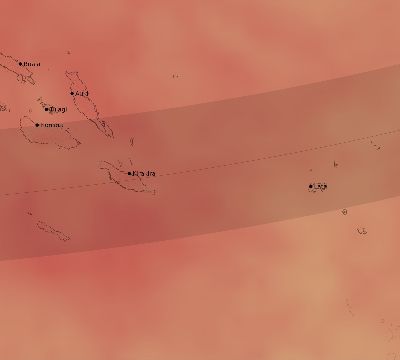 Map of the average cloud coverage across Solomon Islands for the solar eclipse of 03/10/2100