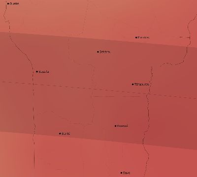 Map of the average cloud coverage across Benin for the solar eclipse of 09/04/2100