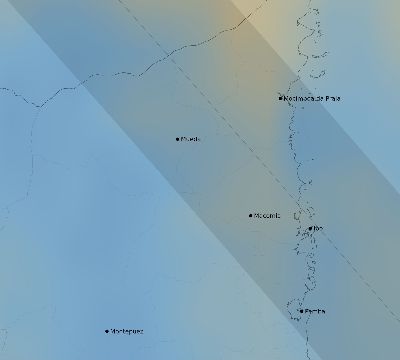Map of the average cloud coverage across Mozambique for the solar eclipse of 09/04/2100
