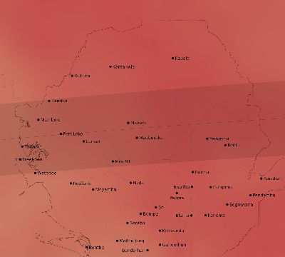Map of the average cloud coverage across Sierra Leone for the solar eclipse of 09/04/2100
