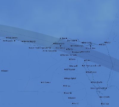 Map of the average cloud coverage across Egypt for the solar eclipse of 07/04/2103