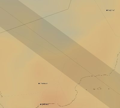 Map of the average cloud coverage across Oman for the solar eclipse of 07/04/2103