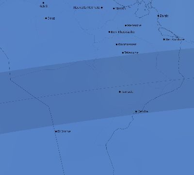 Map of the average cloud coverage across Tunisia for the solar eclipse of 07/04/2103