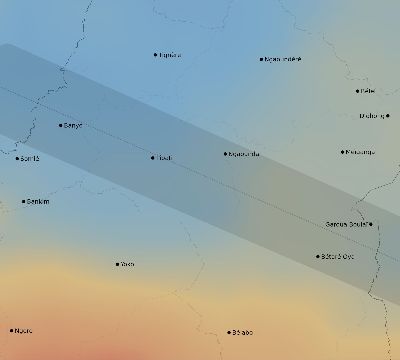 Map of the average cloud coverage across Cameroon for the solar eclipse of 12/29/2103