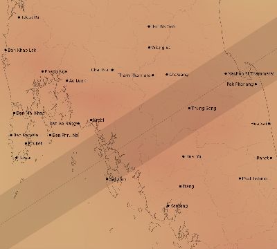 Map of the average cloud coverage across Thailand for the solar eclipse of 12/29/2103