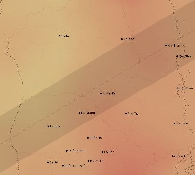 Map of the average cloud coverage across Vietnam for the solar eclipse of 12/29/2103