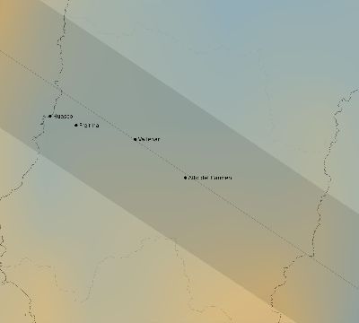 Map of the average cloud coverage across Chile for the solar eclipse of 06/22/2104