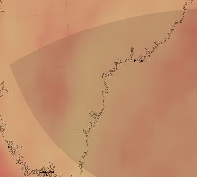 Map of the average cloud coverage across Greenland for the solar eclipse of 12/17/2104