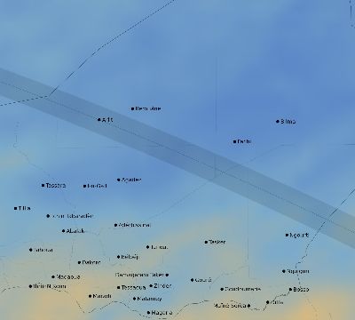 Map of the average cloud coverage across Niger for the solar eclipse of 10/16/2107