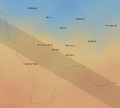 Map of the average cloud coverage across Sudan for the solar eclipse of 10/16/2107