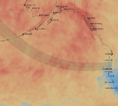 Map of the average cloud coverage across United States for the solar eclipse of 10/05/2108