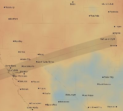Map of the average cloud coverage across United States for the solar eclipse of 02/18/2110