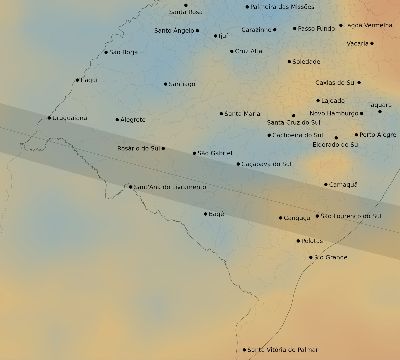 Map of the average cloud coverage across Brazil for the solar eclipse of 02/08/2111