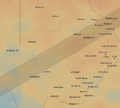 Map of the average cloud coverage across Botswana for the solar eclipse of 02/08/2111