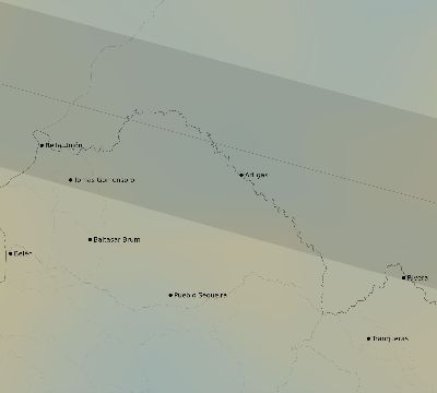 Map of the average cloud coverage across Uruguay for the solar eclipse of 02/08/2111