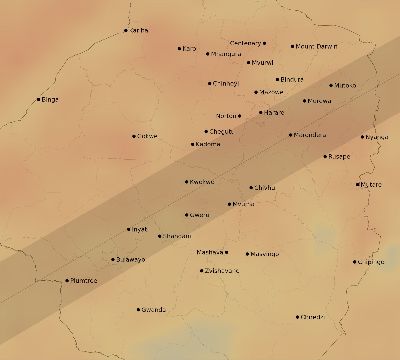Map of the average cloud coverage across Zimbabwe for the solar eclipse of 02/08/2111