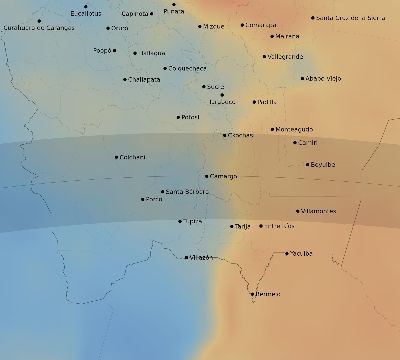 Map of the average cloud coverage across Bolivia for the solar eclipse of 06/13/2113