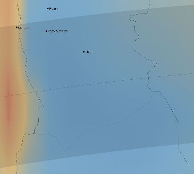 Map of the average cloud coverage across Chile for the solar eclipse of 06/13/2113
