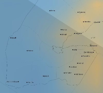 Map of the average cloud coverage across Djibouti for the solar eclipse of 12/08/2113