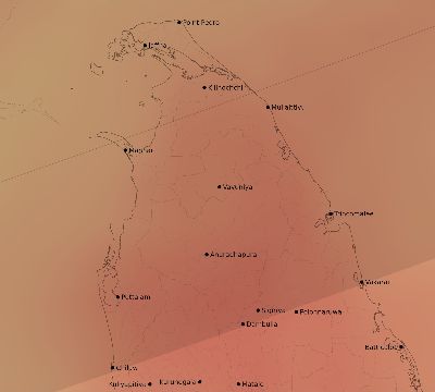 Map of the average cloud coverage across Sri Lanka for the solar eclipse of 12/08/2113