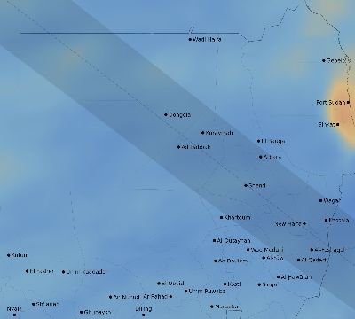 Map of the average cloud coverage across Sudan for the solar eclipse of 12/08/2113