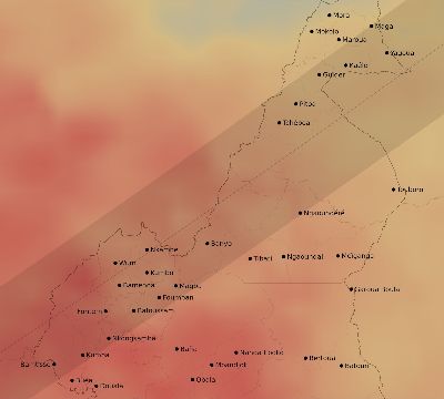 Map of the average cloud coverage across Cameroon for the solar eclipse of 06/03/2114