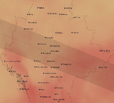 Map of the average cloud coverage across Myanmar for the solar eclipse of 06/03/2114