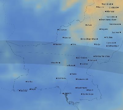 Map of the average cloud coverage across Pakistan for the solar eclipse of 06/03/2114