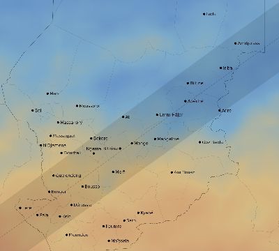 Map of the average cloud coverage across Chad for the solar eclipse of 06/03/2114