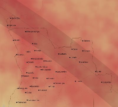 Map of the average cloud coverage across Angola for the solar eclipse of 11/27/2114