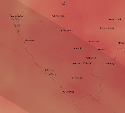 Map of the average cloud coverage across Gabon for the solar eclipse of 11/27/2114