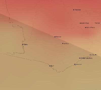 Map of the average cloud coverage across Ghana for the solar eclipse of 11/27/2114