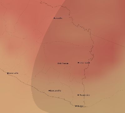 Map of the average cloud coverage across Liberia for the solar eclipse of 11/27/2114