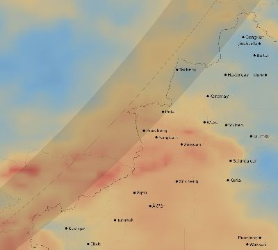 Map of the average cloud coverage across China for the solar eclipse of 05/24/2115