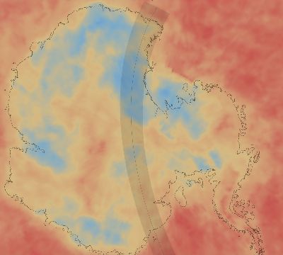 Map of the average cloud coverage across Antarctica for the solar eclipse of 11/16/2115
