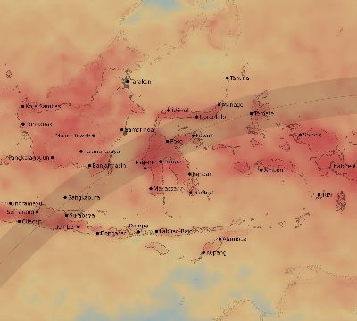 Map of the average cloud coverage across Indonesia for the solar eclipse of 04/02/2117