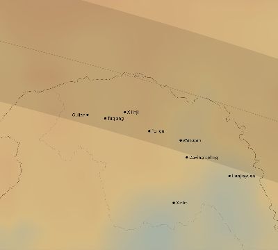 Map of the average cloud coverage across China for the solar eclipse of 09/26/2117