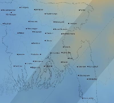 Map of the average cloud coverage across Bangladesh for the solar eclipse of 03/22/2118