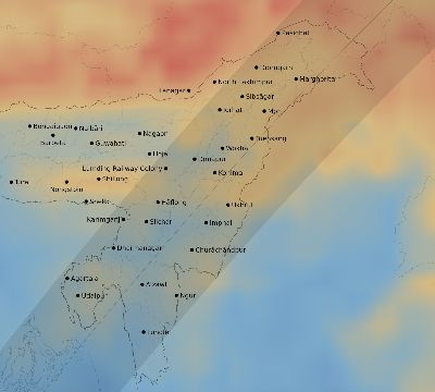 Map of the average cloud coverage across India for the solar eclipse of 03/22/2118