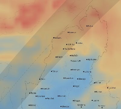 Map of the average cloud coverage across Myanmar for the solar eclipse of 03/22/2118