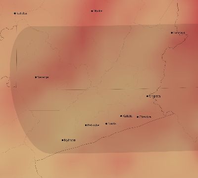 Map of the average cloud coverage across Zambia for the solar eclipse of 03/22/2118