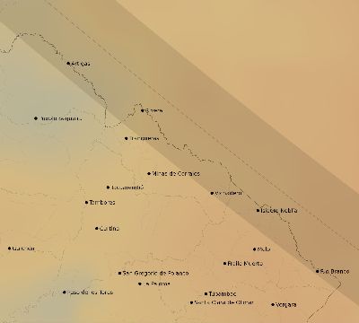 Map of the average cloud coverage across Uruguay for the solar eclipse of 09/15/2118