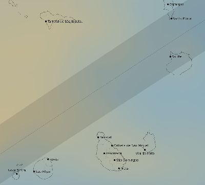Map of the average cloud coverage across Cape Verde for the solar eclipse of 01/08/2122