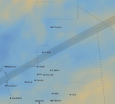 Map of the average cloud coverage across Mauritania for the solar eclipse of 01/08/2122