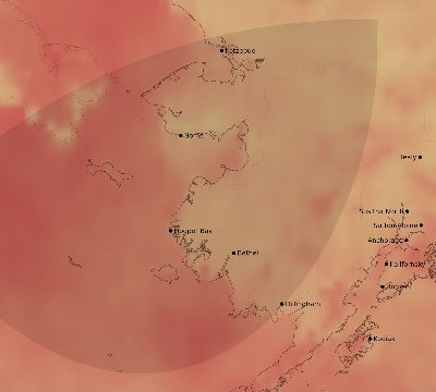 Map of the average cloud coverage across United States for the solar eclipse of 12/28/2122