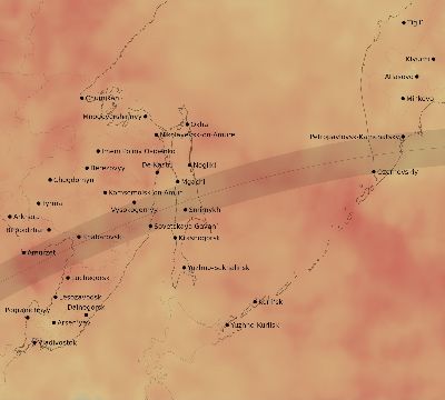 Map of the average cloud coverage across Russia for the solar eclipse of 05/14/2124