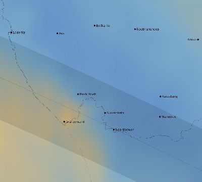Map of the average cloud coverage across Namibia for the solar eclipse of 11/06/2124