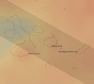 Map of the average cloud coverage across Ecuador for the solar eclipse of 10/26/2125