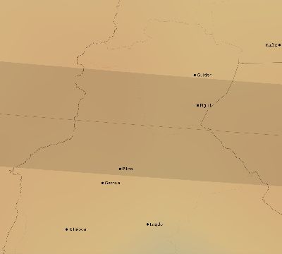 Map of the average cloud coverage across Cameroon for the solar eclipse of 03/01/2128